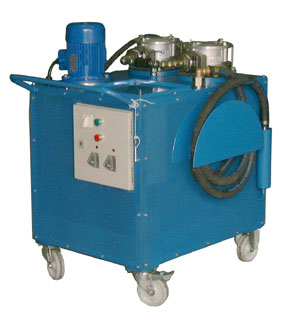 Portable filtration unit with two filters and optical and electrical indicators